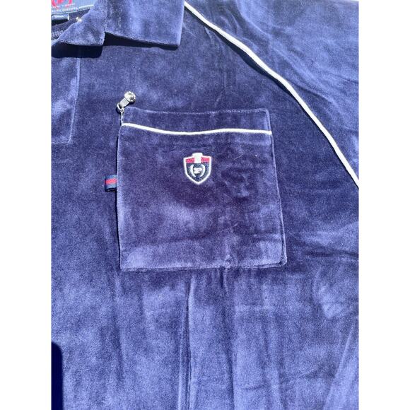 VINTAGE PHAT FARM Velour Polo Shirt Short Sleeve Collared Men Navy Blue SIZE 2XL - Picture 6 of 11